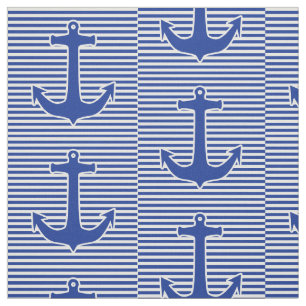 White Narrow Stripes & Anchor Blue + uw backgr. Stof