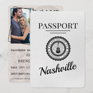 White Nashville Passport Bewaar de datum Save The Date