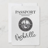 White Nashville Passport Wedding Invitation Kaart (Achterkant)