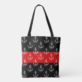 White Nautical Boat Anchors Pattern Tote Bag (Achterkant)