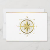 White Nautical Wedding Invitting Gold Compass Kaart (Achterkant)