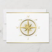 White Nautical Wedding Invitting Gold Compass Kaart (Achterkant)