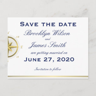 White Nautical Wedding Save the Date Briefkaarten