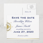 White Nautical Wedding Save the Date Briefkaarten (Voorkant / Achterkant)