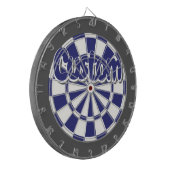 White, Navy Blue, And Charcoal Gray - Custom Text Dartbord (Voorkant Links)