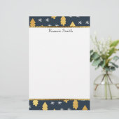 White Navy Blue and Gold Kerstmis Tree Stationery Briefpapier (Staand voorkant)