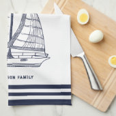 White Navy Blue Life is beter bij het meer Theedoek (Quarter Fold)