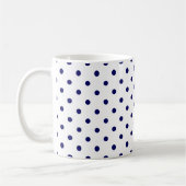 White Navy Blue Polka Dot Spot Pattern Koffiemok (Links)