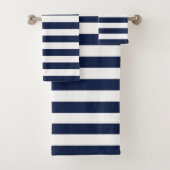 White Navy Blue Stripes Pattern {kies uw kleur} Bad Handdoek (Insitu)