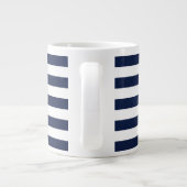 White Navy Blue Stripes Pattern {kies uw kleur} Extra Grote Beker (Achterkant)