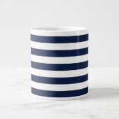 White Navy Blue Stripes Pattern {kies uw kleur} Extra Grote Beker (Voorkant)