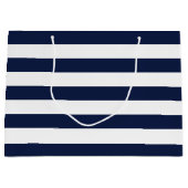 White Navy Blue Stripes Pattern {kies uw kleur} Groot Cadeauzakje (Voorkant)