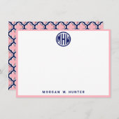 White Navy Circle Monogram Font DIY BG Bedankkaart (Voorkant / Achterkant)