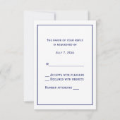 White Navy Circle Monogram Font DIY BG RSVP Kaartje (Achterkant)
