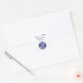 White Navy Circle Monogram Font DIY BG Vierkante Sticker (Envelop)