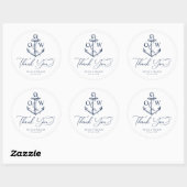 White Navy Nautical Wedding Monogram Ronde Sticker (Vel)