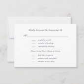 White Navy Script Menu Selection Wedding RSVP  (Voorkant)