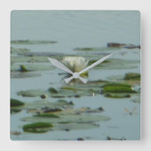 White Nenuphar Dragonfly Vierkante Klok (Voorkant)