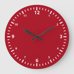 White Number Clock Face op Dark Red Grote Klok