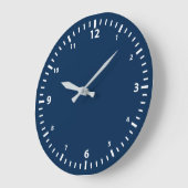 White Number Clock Face op Navy Blue Grote Klok (Hoek)