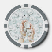 White Ocean Seafoam Blue Shells Pearls Poker Chips (Voorkant)