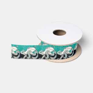 White Octopus  Map Blauwgroen Lint