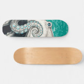White Octopus  Map Blauwgroen Skateboard (Horizontaal)