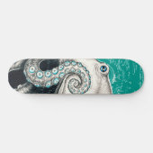 White Octopus  Map Blauwgroen Skateboard (Horizontaal)