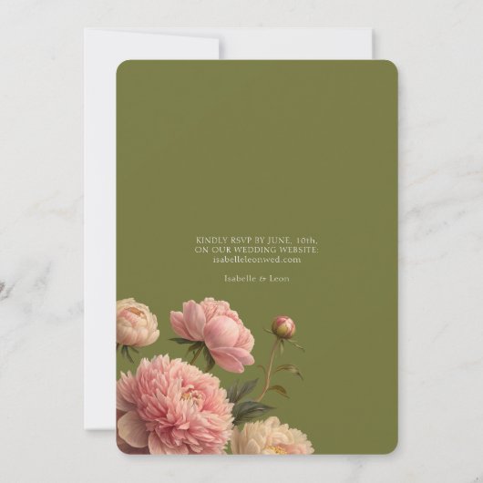 White & Olive | Blush Rose Wedding Invitation (Dos)
