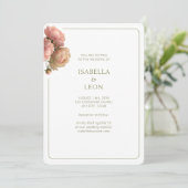 White & Olive | Blush Rose Wedding Invitation Kaart (Staand voorkant)