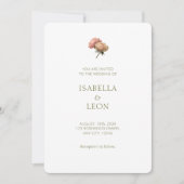 White & Olive | Blush Rose Wedding Invitation Kaart (Voorkant)