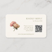 White & Olive | Chic Rose Wedding RSVP QR Code Informatiekaartje (Voorkant)