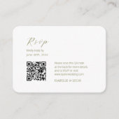 White & Olive | Chic Simple Scrpt QR Code Wedding Informatiekaartje (Voorkant)