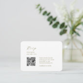 White & Olive | Chic Simple Scrpt QR Code Wedding Informatiekaartje (Staand voorkant)