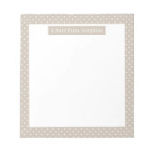 White On Beige Polka Dots Pattern Custom Text Notitieblok (Voorkant)