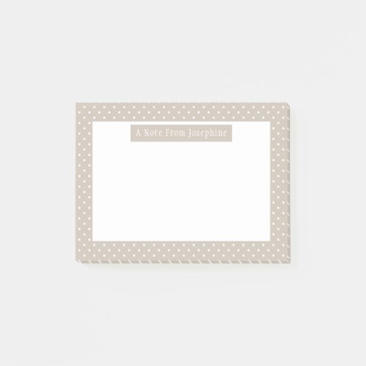 White On Beige Polka Dots Pattern Custom Text Post-it® Notes (Voorkant)