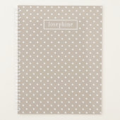 White On Beige Polka Dots Pattern With Custom Name (Devant)
