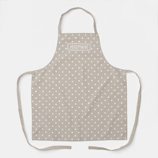 White On Beige Polka Dots Pattern With Custom Name Schort (Voorkant)