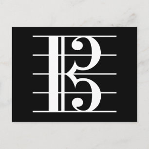 White-on-Black Alto Clef Briefkaart
