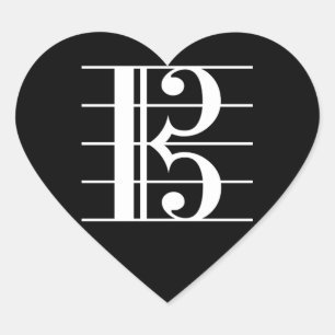 White-on-Black Alto Clef Hart Sticker