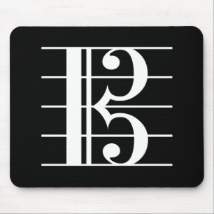 White-on-Black Alto Clef Muismat
