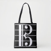 White-on-Black Alto Clef Tote Bag (Voorkant)