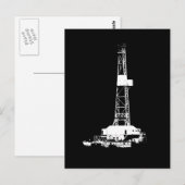 White on Black Drilling Rig Silhouette Briefkaart (Voorkant / Achterkant)