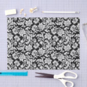 White on Black Floral Damascus Pattern Tissuepapier (Craft)