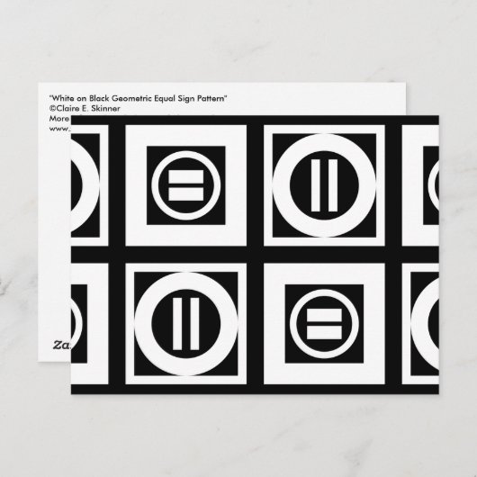 White on Black Geometric Equal Sign Pattern Briefkaart (Voorkant / Achterkant)