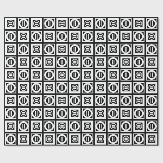 White on Black Geometric Equal Sign Pattern Cadeaupapier (Vlak)