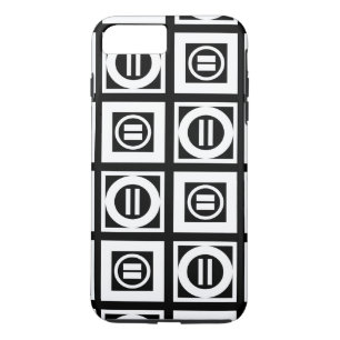 White on Black Geometric Equal Sign Pattern iPhone 8 Plus / 7 Plus Hoesje
