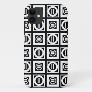 White on Black Geometric Equal Sign Pattern iPhone 11 Hoesje