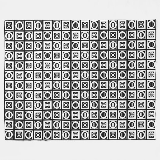 White on Black Geometric Equal Sign Pattern Fleece Deken (Voorkant (Horizontaal))