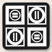 White on Black Geometric Equal Sign Pattern Onderzetter (Voorkant)